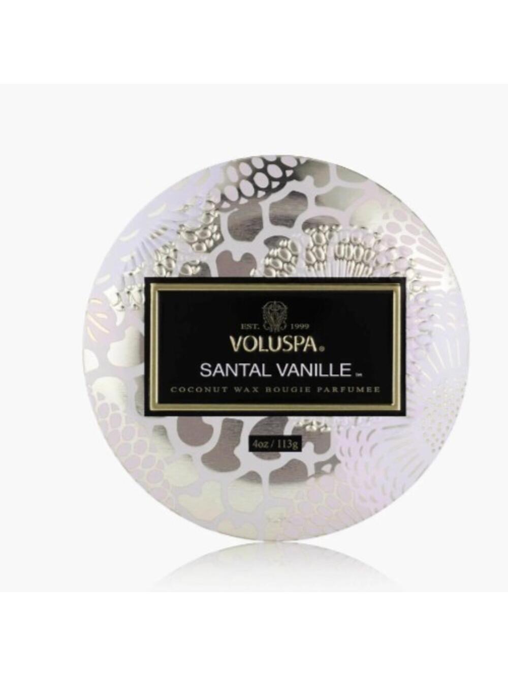 Voluspa Santal Vanille Mini Tin Candle 4oz/113g Warm Vanilla Sandalwood Scent